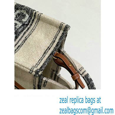 Celine Small Cabas Thais Bag In Striped Textile With Celine Jacquard 199162 Beige/Black 2023