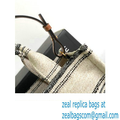 Celine Small Cabas Thais Bag In Striped Textile With Celine Jacquard 199162 Beige/Black 2023