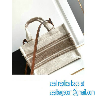 Celine Small Cabas Thais Bag In Striped Textile With Celine Jacquard 199162 Beige/Brown 2023 - Click Image to Close