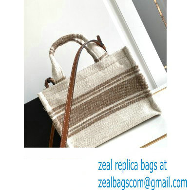 Celine Small Cabas Thais Bag In Striped Textile With Celine Jacquard 199162 Beige/Brown 2023