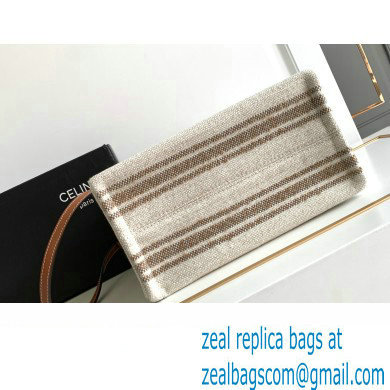 Celine Small Cabas Thais Bag In Striped Textile With Celine Jacquard 199162 Beige/Brown 2023