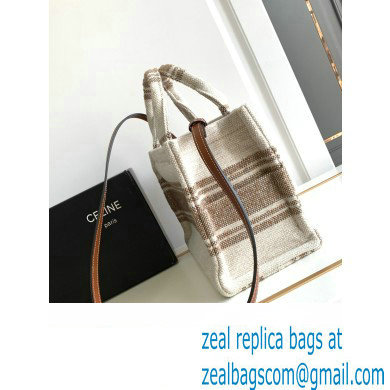 Celine Small Cabas Thais Bag In Striped Textile With Celine Jacquard 199162 Beige/Brown 2023