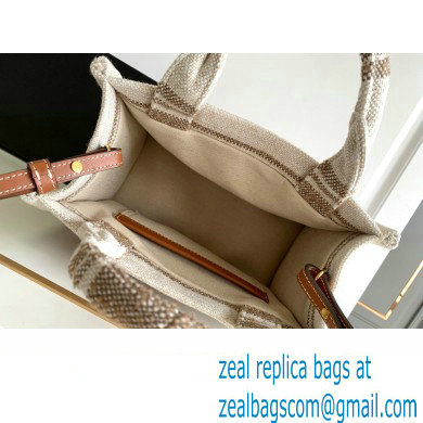 Celine Small Cabas Thais Bag In Striped Textile With Celine Jacquard 199162 Beige/Brown 2023 - Click Image to Close