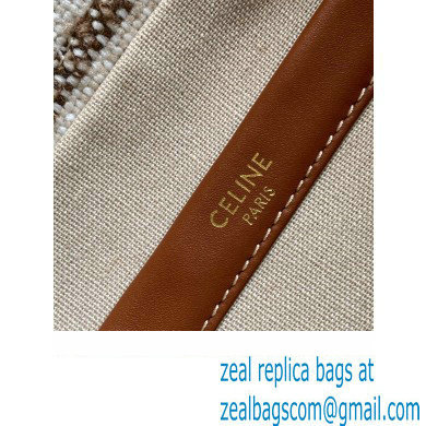 Celine Small Cabas Thais Bag In Striped Textile With Celine Jacquard 199162 Beige/Brown 2023 - Click Image to Close