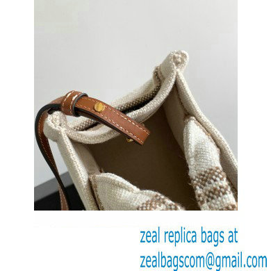 Celine Small Cabas Thais Bag In Striped Textile With Celine Jacquard 199162 Beige/Brown 2023 - Click Image to Close