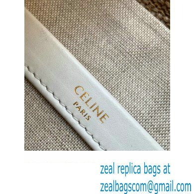 Celine Small Cabas Thais Bag In Textile And Calfskin 199162 Natural/White 2023 - Click Image to Close