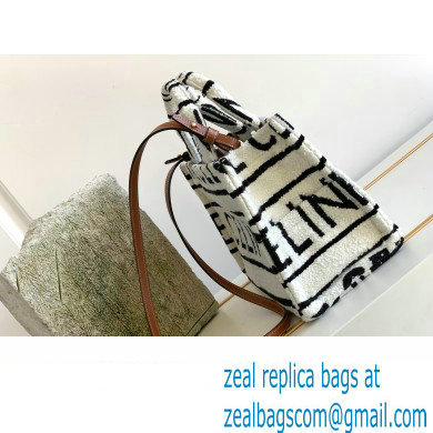 Celine Small Cabas Thais Bag In Textile With Celine All Over 199162 White/Black 2023 - Click Image to Close