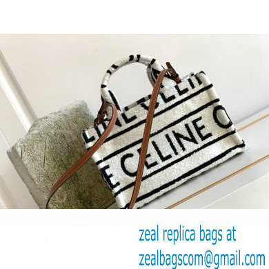 Celine Small Cabas Thais Bag In Textile With Celine All Over 199162 White/Black 2023 - Click Image to Close