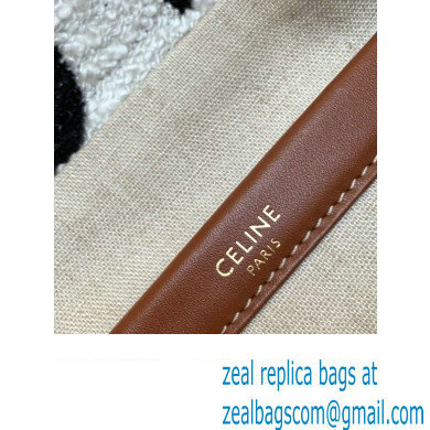 Celine Small Cabas Thais Bag In Textile With Celine All Over 199162 White/Black 2023 - Click Image to Close