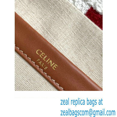 Celine Small Cabas Thais Bag In Textile With Celine All Over 199162 White/Red 2023 - Click Image to Close