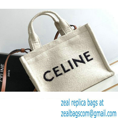 Celine Small Cabas Thais Bag In Textile With Celine Jacquard 199162 White 2023 - Click Image to Close