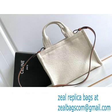 Celine Small Cabas Thais Bag In Textile With Celine Jacquard 199162 White 2023 - Click Image to Close