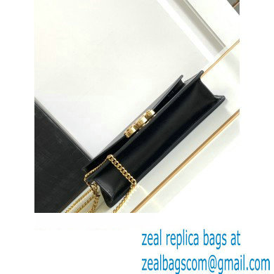 Celine WALLET ON CHAIN triomphe Bag in Shiny calfskin 10J733 Black/Gold - Click Image to Close