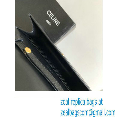 Celine WALLET ON CHAIN triomphe Bag in Shiny calfskin 10J733 Black/Gold