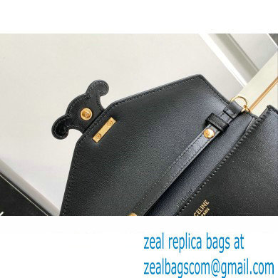 Celine WALLET ON CHAIN triomphe Bag in Shiny calfskin 10J733 Black