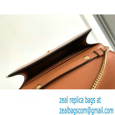 Celine WALLET ON CHAIN triomphe Bag in Shiny calfskin 10J733 Tan