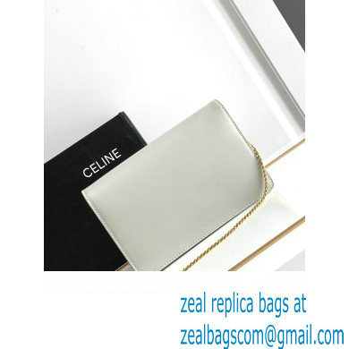 Celine WALLET ON CHAIN triomphe Bag in Shiny calfskin 10J733 White/Gold - Click Image to Close