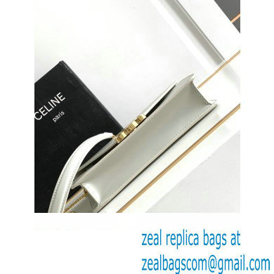 Celine WALLET ON CHAIN triomphe Bag in Shiny calfskin 10J733 White/Gold - Click Image to Close