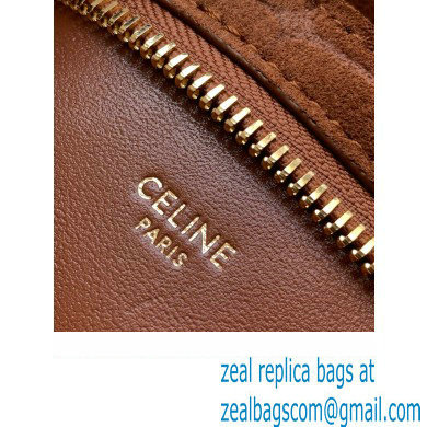 Celine WILTERN CLUTCH BAG TRIOMPHE SOFT in Crocodile Embossed Suede Calfskin 113673 Brown