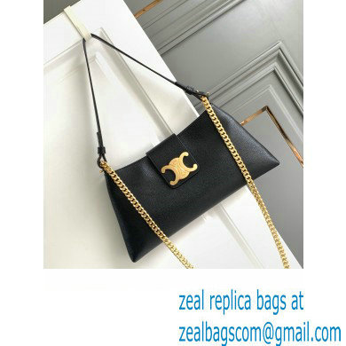 Celine WILTERN CLUTCH BAG TRIOMPHE SOFT in SMOOTH CALFSKIN 113673 Black - Click Image to Close