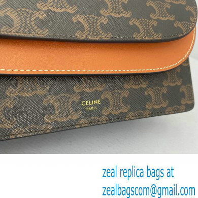 Celine Wallet on strap in Triomphe Canvas and Smooth Lambskin Tan - Click Image to Close