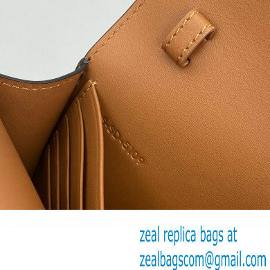 Celine Wallet on strap in Triomphe Canvas and Smooth Lambskin Tan