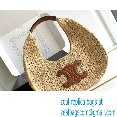 Celine classic panier HOBO BAG in Raffia and Calfskin Natural / Tan 112772 - Click Image to Close