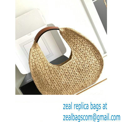 Celine classic panier HOBO BAG in Raffia and Calfskin Natural / Tan 112772 - Click Image to Close