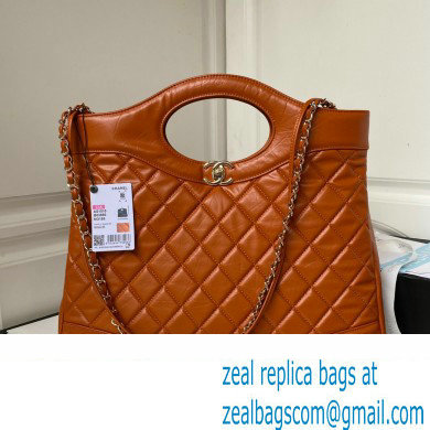 Chanel 31 Large Shopping Bag in Shiny Crumpled Calfskin AS1010 orange 2023