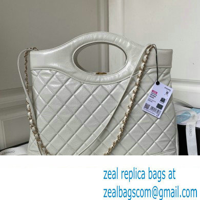 Chanel 31 Large Shopping Bag in Shiny Crumpled Calfskin AS1010 white 2023