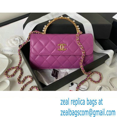 Chanel Clutch with Chain Bag in Lambskin and Imitation Pearls AP3512 Purple 2023
