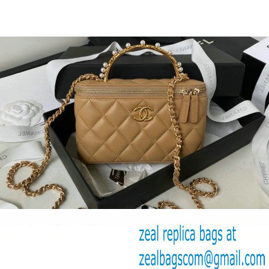 Chanel Clutch with Chain Bag in Lambskin and Imitation Pearls AP3515 Khaki 2023