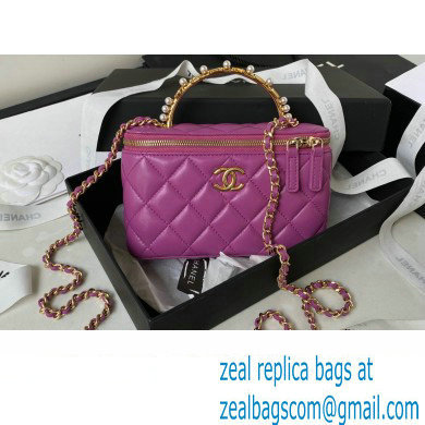 Chanel Clutch with Chain Bag in Lambskin and Imitation Pearls AP3515 Purple 2023