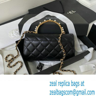 Chanel Clutch with Chain in Lambskin and Imitation Pearls AP3512 BLACK 2023
