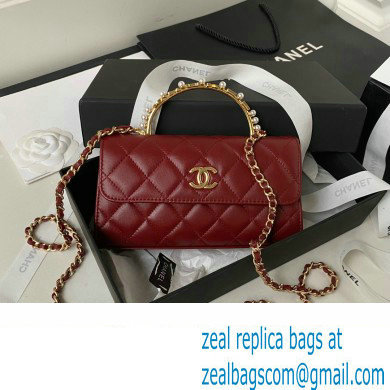 Chanel Clutch with Chain in Lambskin and Imitation Pearls AP3512 BURGUNDY 2023