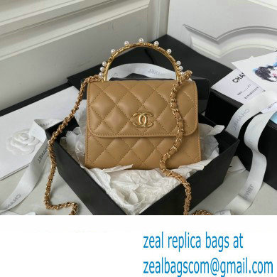 Chanel Clutch with Chain in Lambskin and Imitation Pearls AP3513 APRICOT 2023