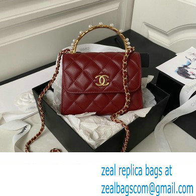 Chanel Clutch with Chain in Lambskin and Imitation Pearls AP3513 BURGUNDY 2023