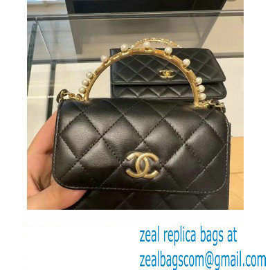 Chanel Clutch with Chain in Lambskin and Imitation Pearls AP3513 black 2023(original quality)
