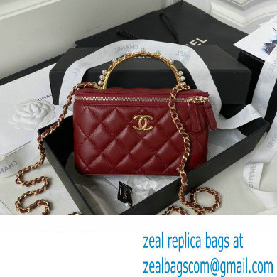 Chanel Clutch with Chain in Lambskin and Imitation Pearls AP3515 BURGUNDY 2023