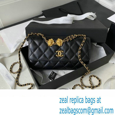 Chanel Flap Phone Holder with Chain in Lambskin AP3426 black 2023
