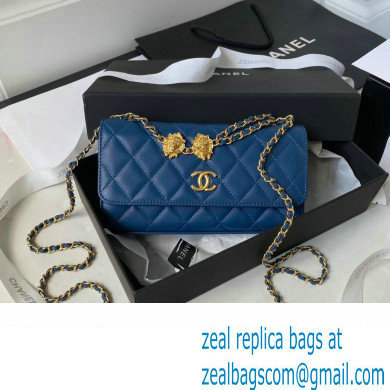 Chanel Flap Phone Holder with Chain in Lambskin AP3426 blue 2023