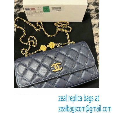 Chanel Flap Phone Holder with Chain in Lambskin navy AP3426 2023