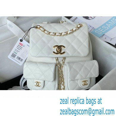 Chanel Grained Calfskin Backpack Bag AS3860 White 2023