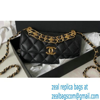 Chanel Grained Calfskin Wallet On Chain WOC Bag AP3021 Black 2023