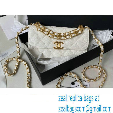 Chanel Grained Calfskin Wallet On Chain WOC Bag AP3021 White 2023