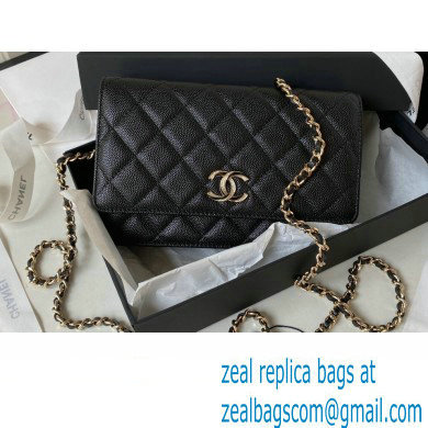 Chanel Grained Calfskin Wallet On Chain WOC Bag AP3336 Black 2023