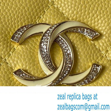 Chanel Grained Calfskin Wallet On Chain WOC Bag AP3336 Yellow 2023