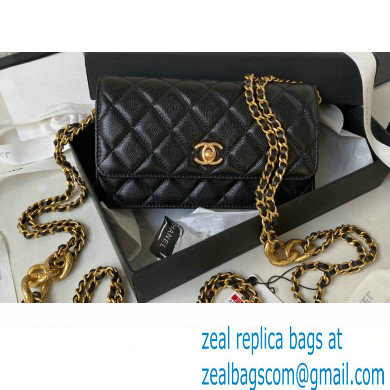 Chanel Grained Calfskin Wallet On Chain WOC Bag AP3368 Black 2023