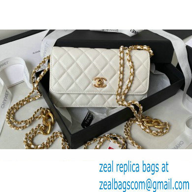 Chanel Grained Calfskin Wallet On Chain WOC Bag AP3368 White 2023