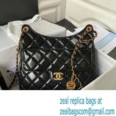 Chanel Hobo Handbag in Shiny Crumpled Lambskin AS4322 BLACK 2023